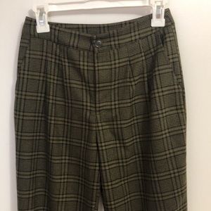 F21 olive green and black plaid pants